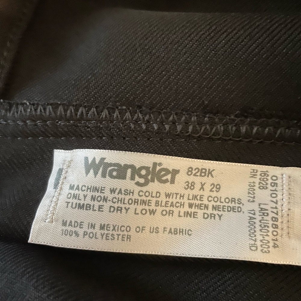 WRANGLER Straight Leg Polyester Trousers 82BK, Men’s W38 L29, Black - Picture 6 of 6